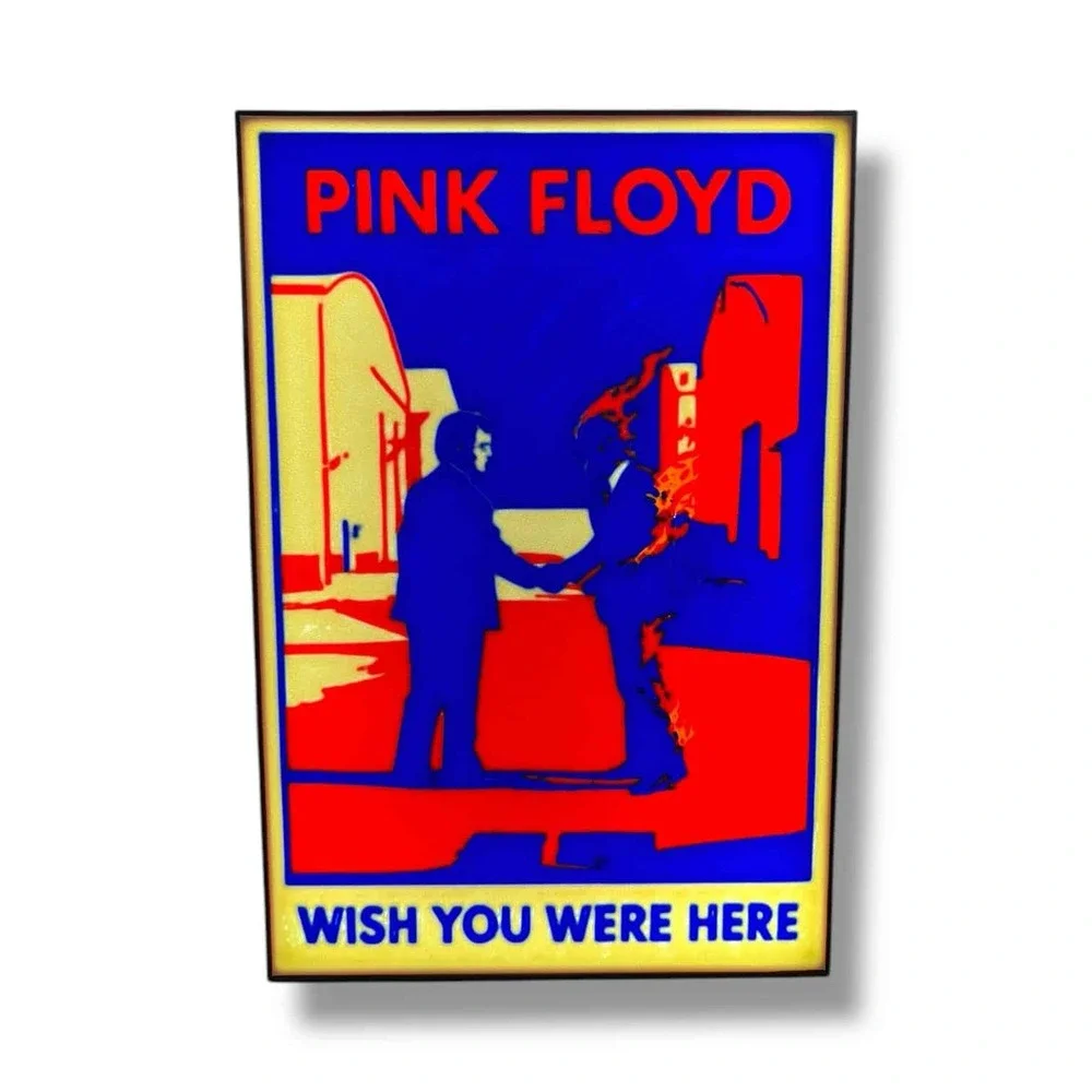 Pink Floyd Wish You Were Here LED Light Box 3D Printed PLA Plastic with Power Sw